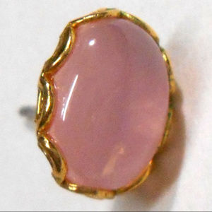 Pink Gold Mini stud Earrings Oval gem Filigree VTG